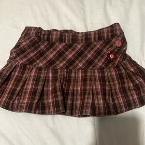 SOMA Girls Pleated Skirt Size 5 Vintage Y2K Brown Pink Checker Floral Preppy